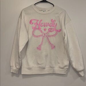 Wound Up Women's Cream Sweater with “Howdy”